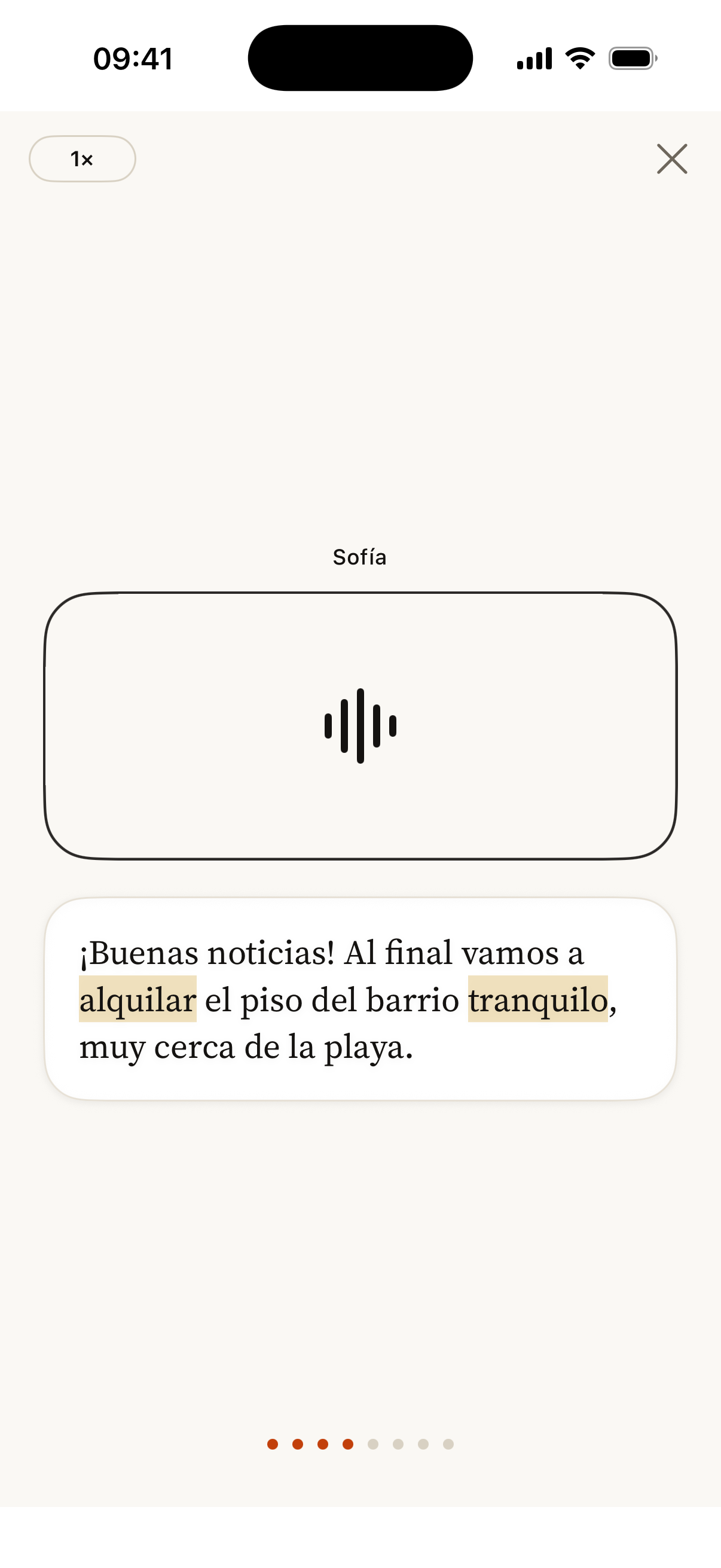 Spoken dialogue with highlighted words
