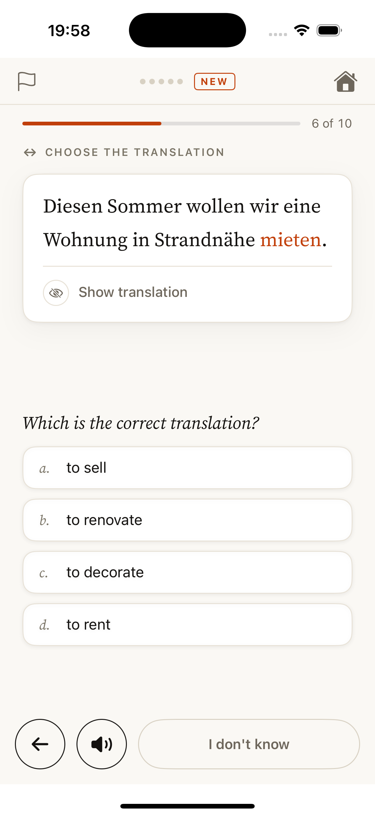 Multiple choice German exercise