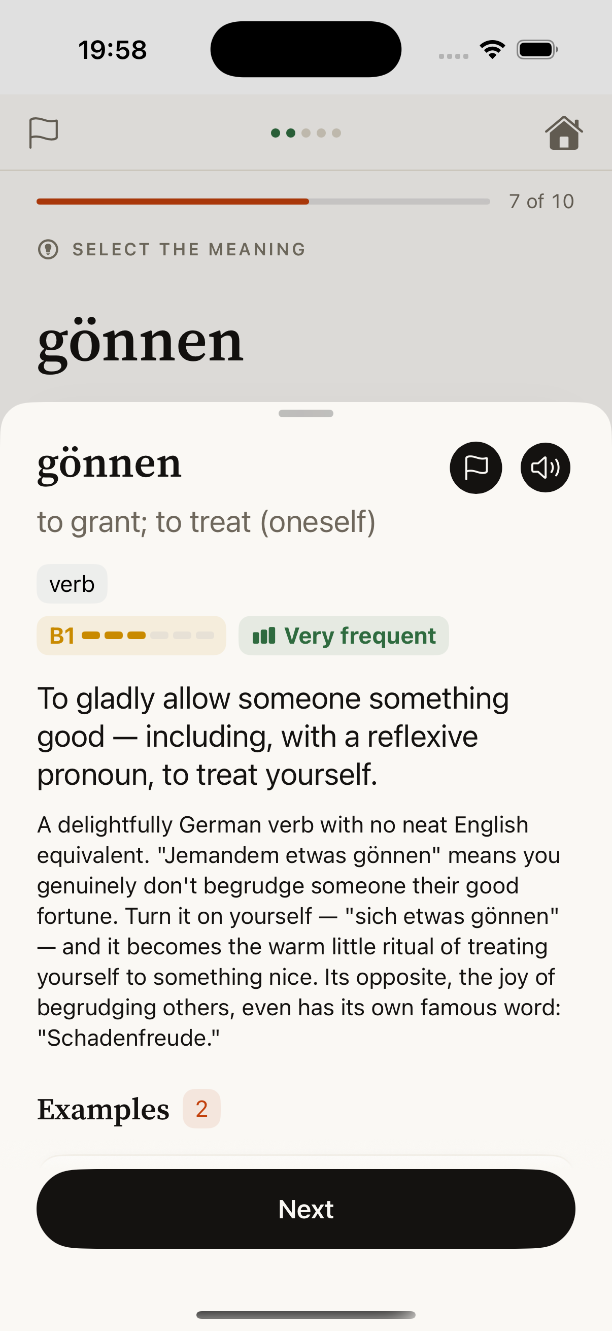 German word definition sheet
