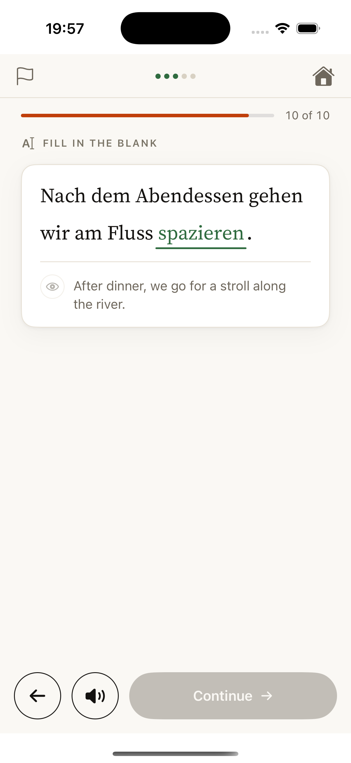 Fill-in-the-blank German exercise