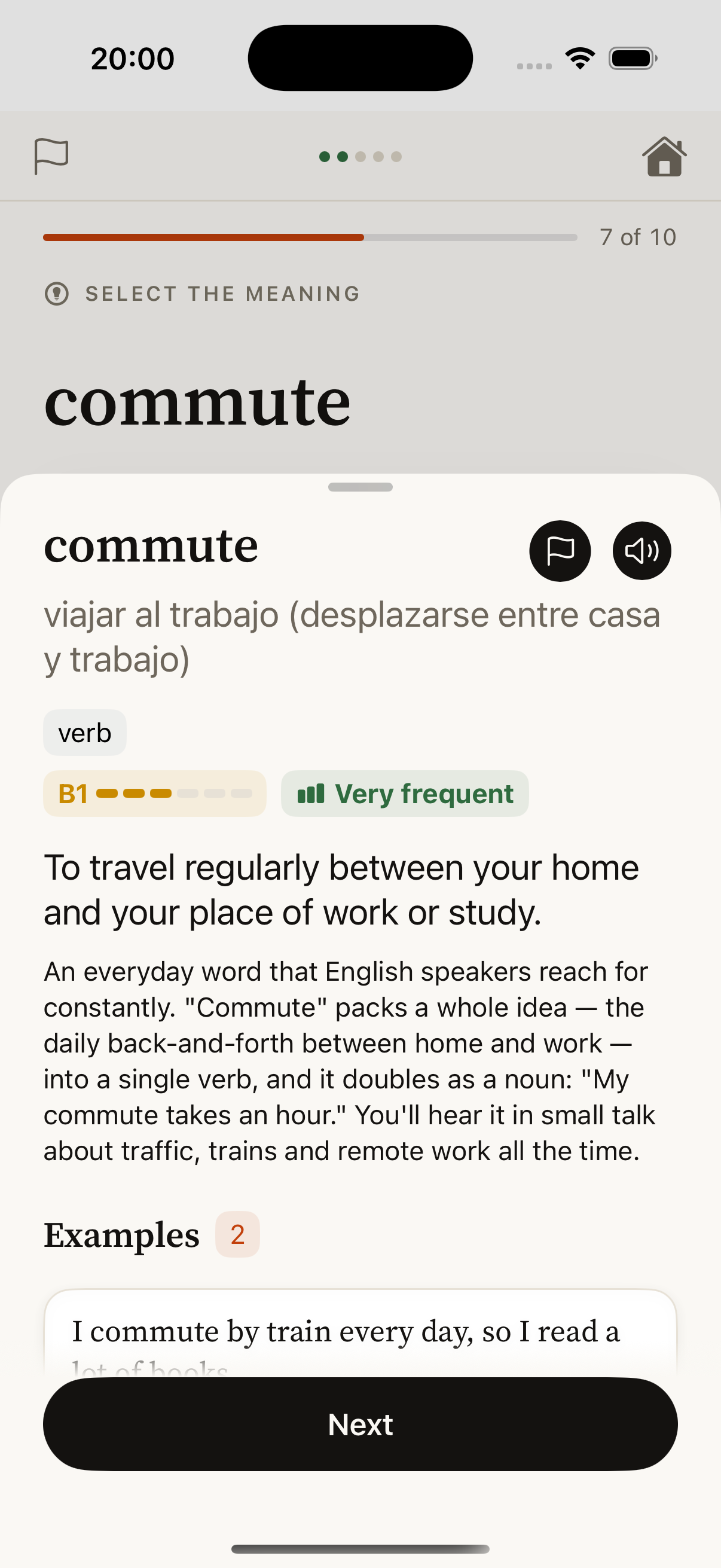 English word definition sheet