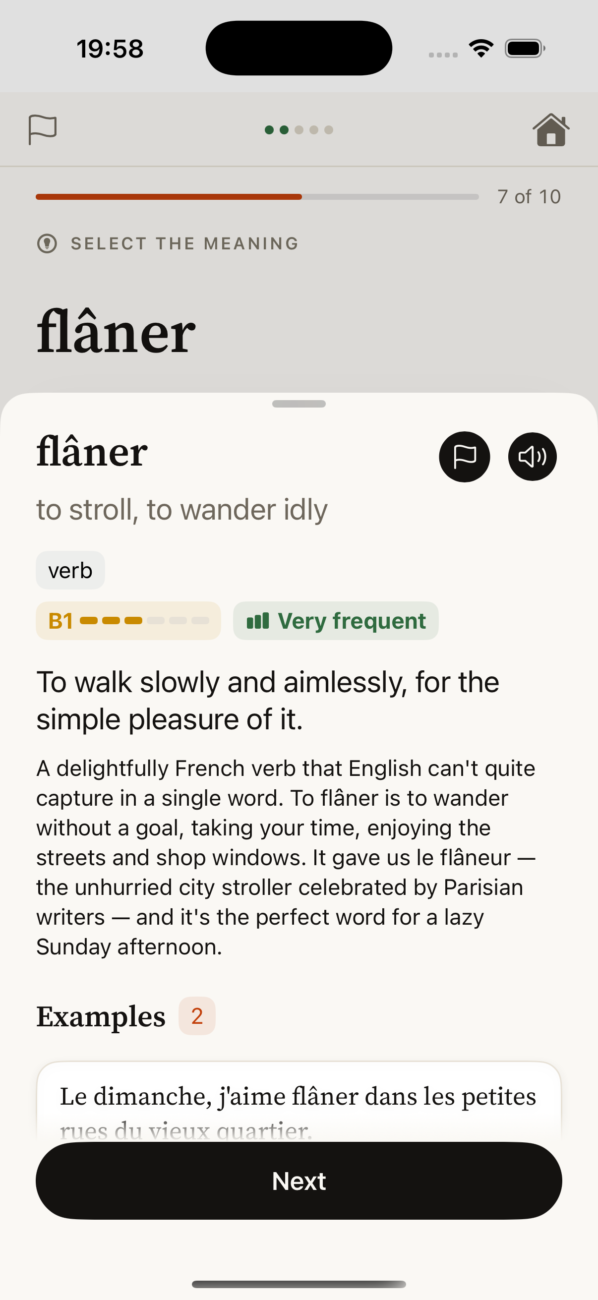 French word definition sheet